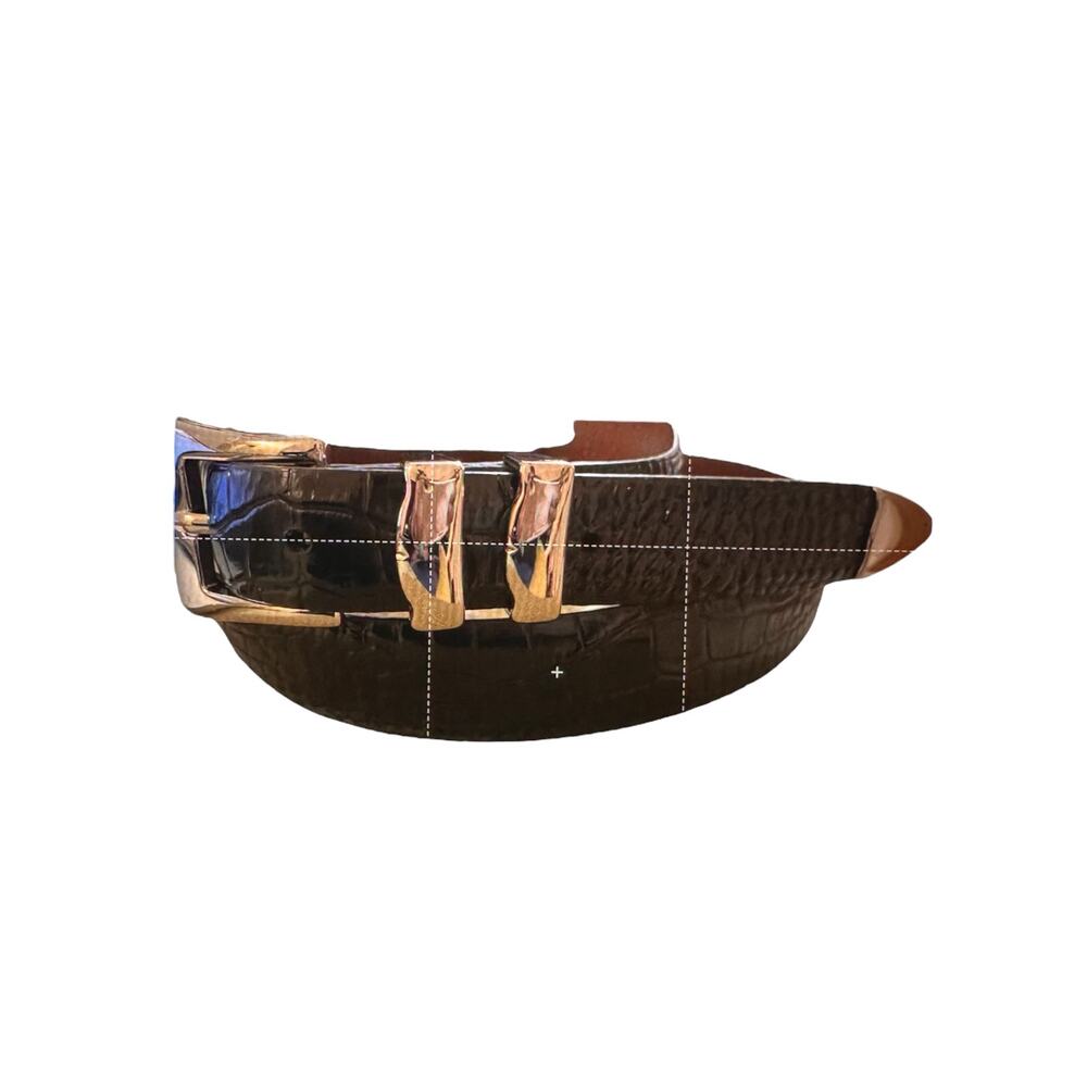 Paul Fredrick Men’s Crocodile Embossed Italian Calfskin Leather Belt Black 50